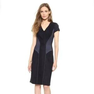 Club Monaco Navy Blue Fitted Pencil Wool Dress- Kiona